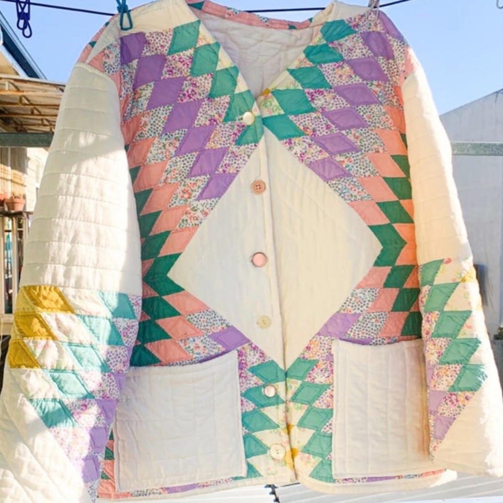 Handmade vintage quilt patchwork jacket